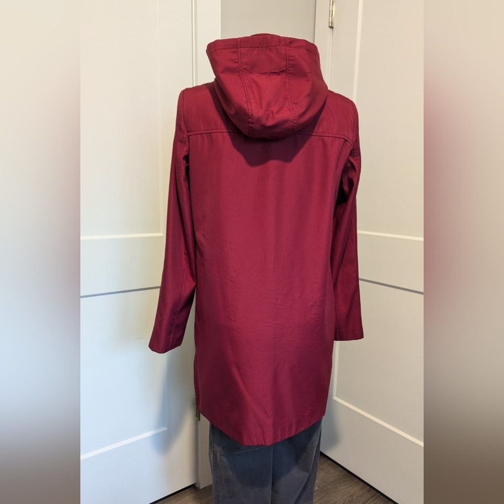 Calvin Klein Womens Softshell Coat Small Long Warm Red Jacket Hooded Full Zip - Picture 6 of 7